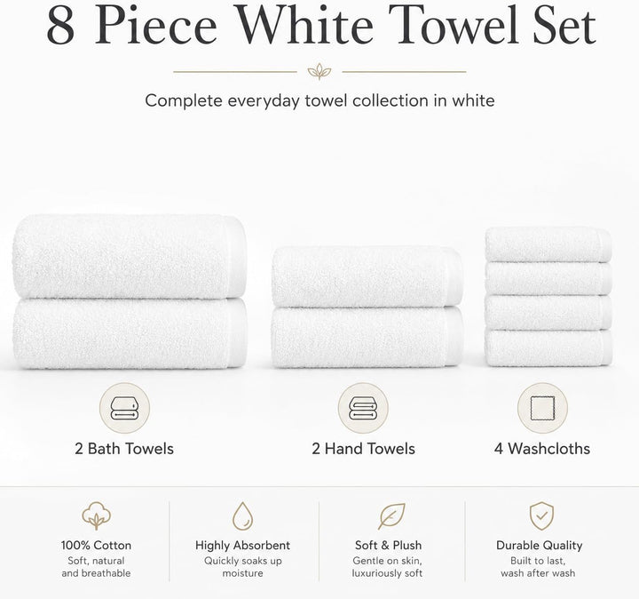BIOLINEN White Towel Set 8 Piece
