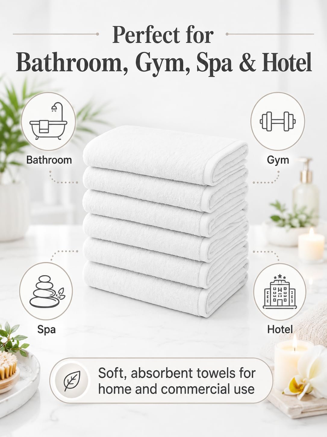 BIOLINEN White Bath Towels 24x48
