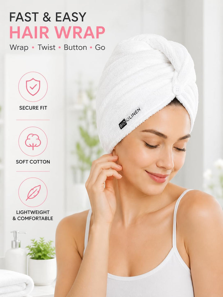 BIOLINEN Hair Towel Wrap 3 Pack