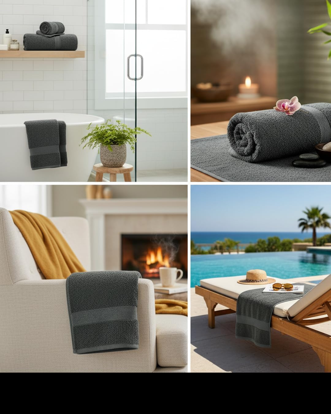BIOLINEN Grey Bath Towels 30x60