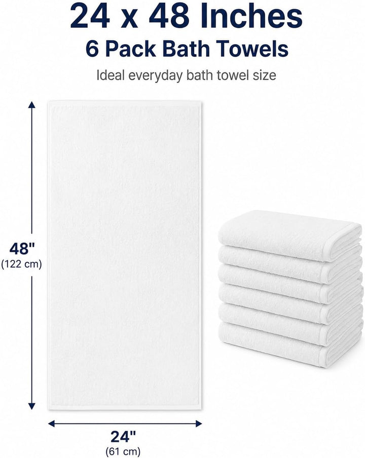 BIOLINEN White Bath Towels 24x48