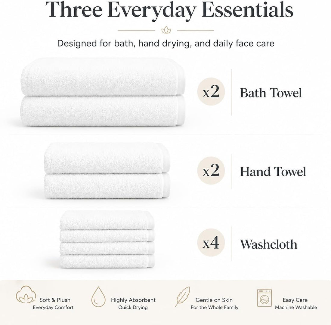 BIOLINEN White Towel Set 8 Piece