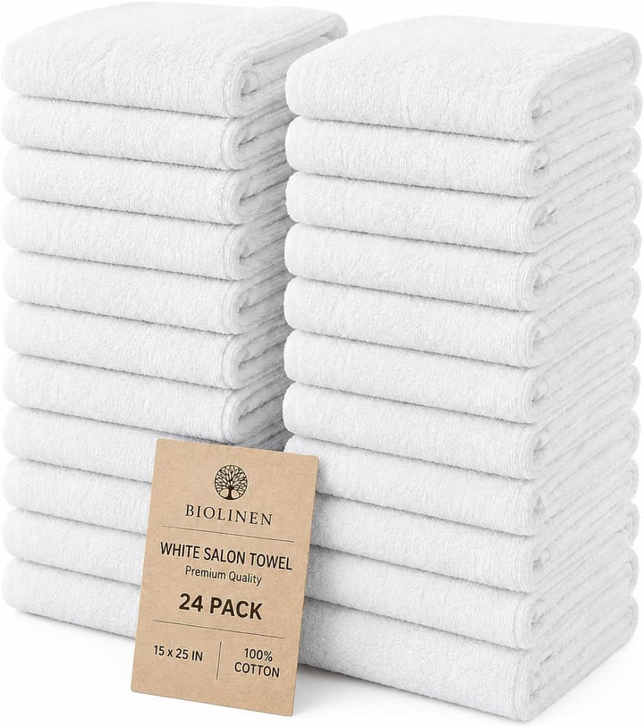 BIOLINEN White Salon Towels 24 Pack