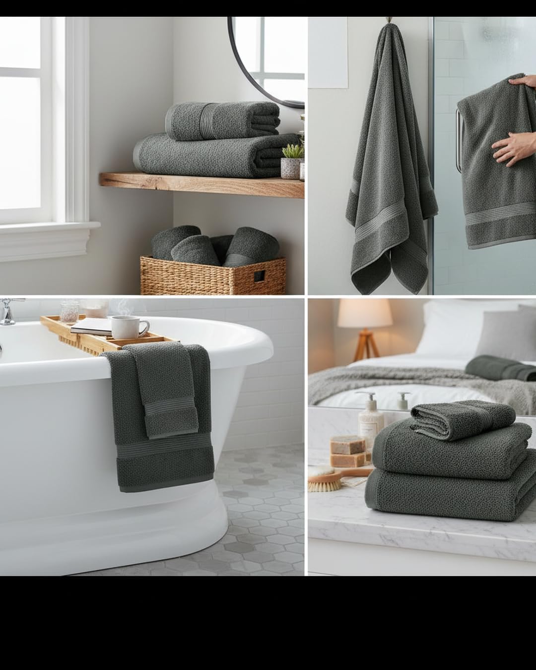 BIOLINEN Grey Bath Towels 30x60
