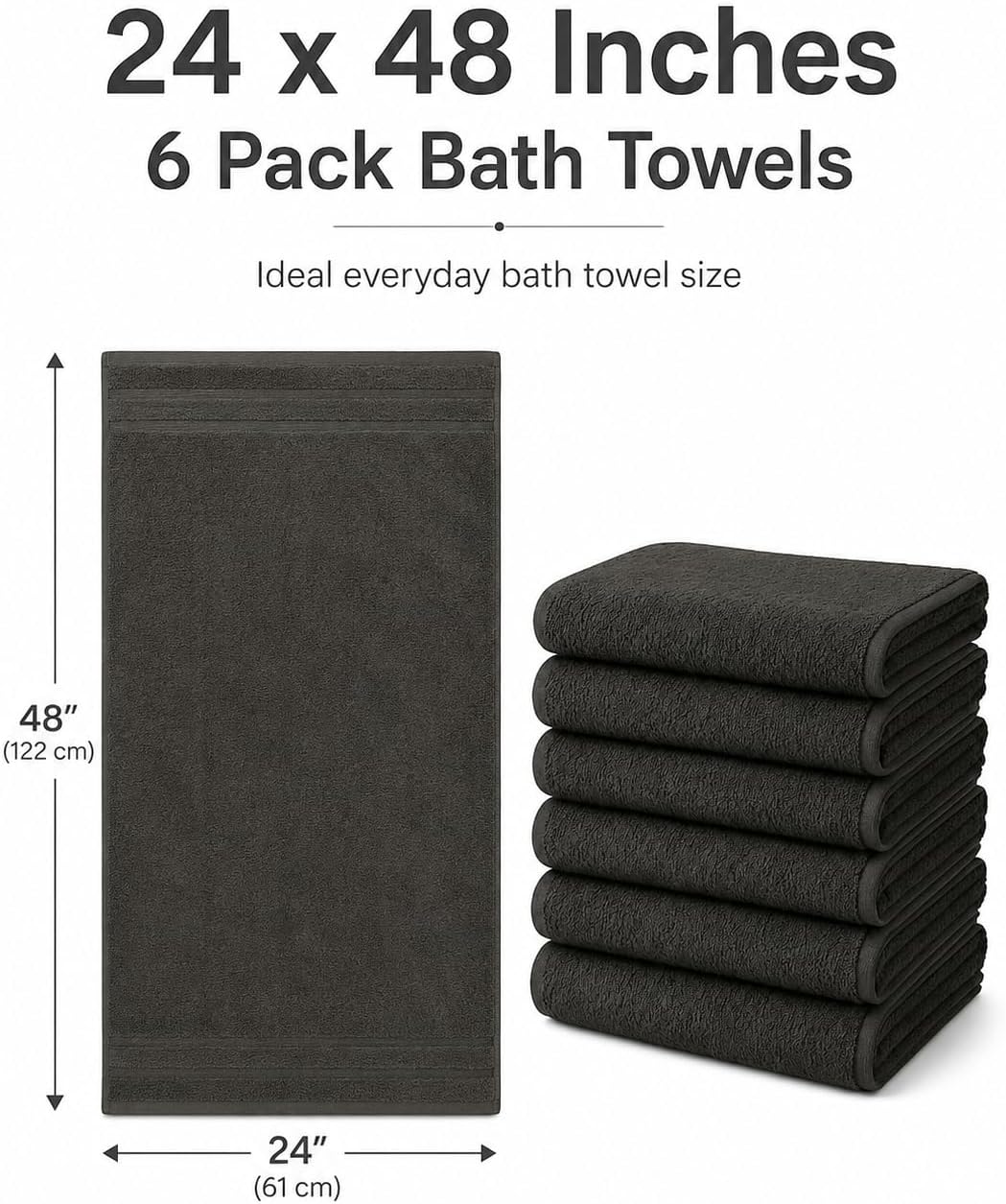 BIOLINEN Grey Bath Towels 24x48