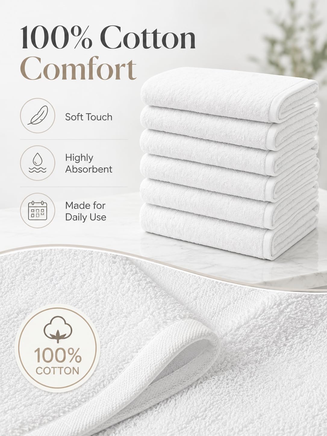 BIOLINEN White Bath Towels 24x48