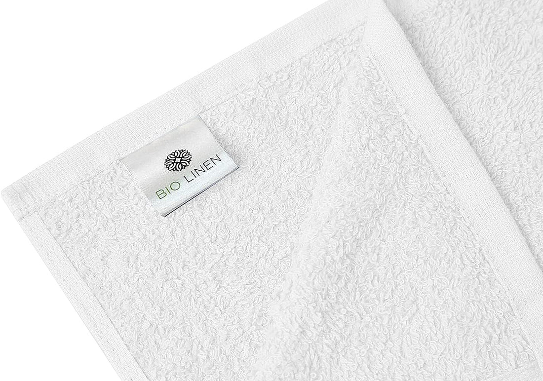 BIOLINEN White Bath Towels - Pack of 6 | Ultra Soft, Highly Absorbent | 100% Cotton Towels for Bathroom, Gym, Spa, and Hotel Use | 24x48 inches