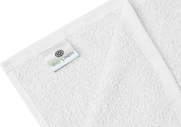 BIOLINEN White Bath Towels - Pack of 6 | Ultra Soft, Highly Absorbent | 100% Cotton Towels for Bathroom, Gym, Spa, and Hotel Use | 24x48 inches