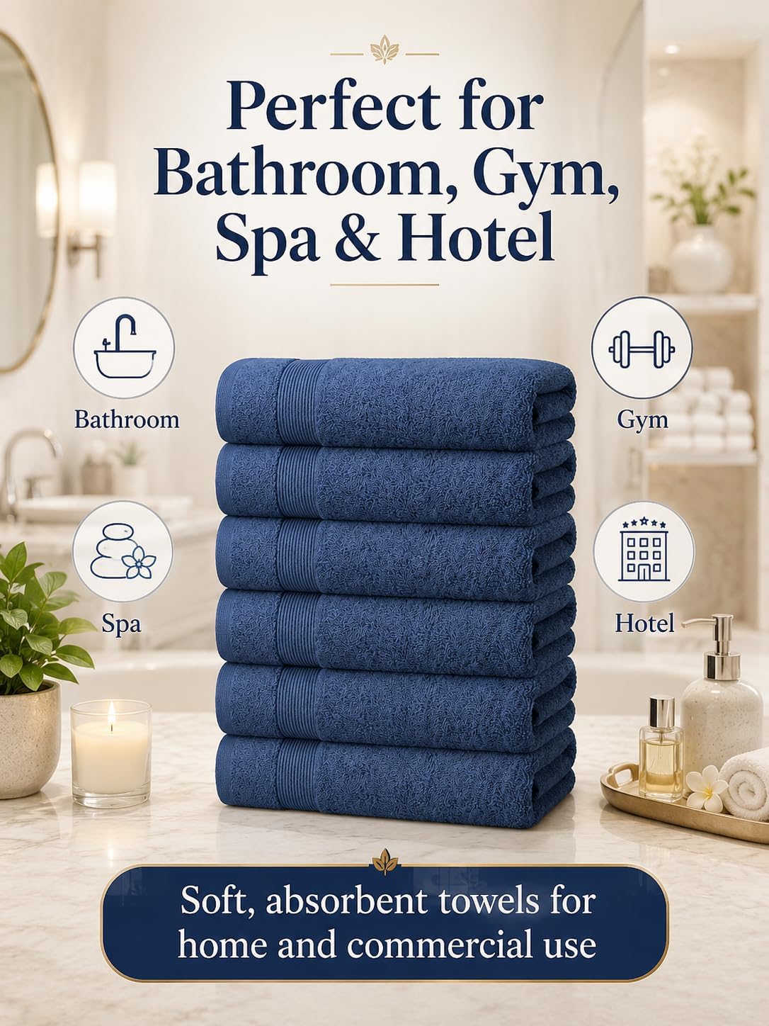 BIOLINEN Navy Bath Towels 24x48