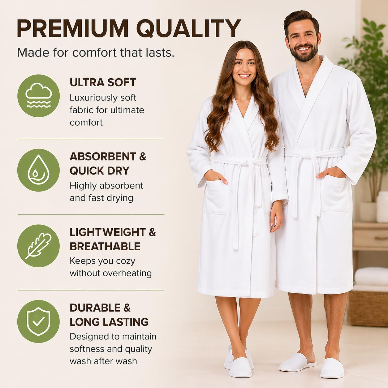 BIOLINEN White Bathrobe 2 Pack