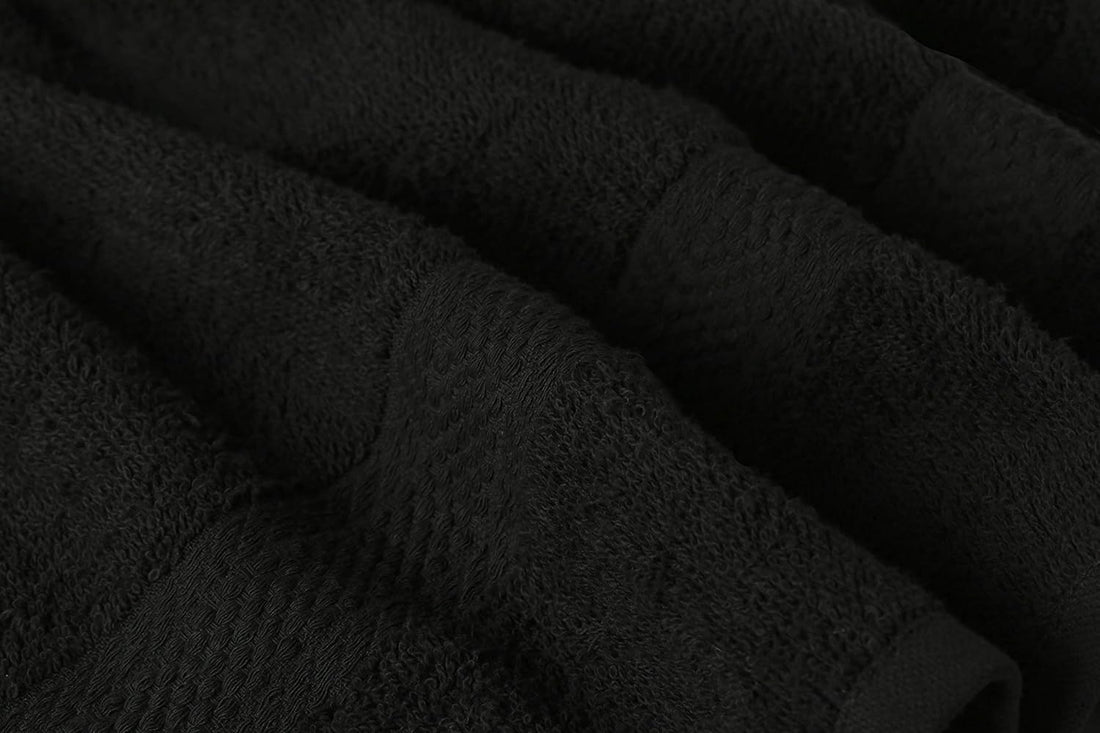 BIOLINEN Cotton Salon Towels Set - Pack of 24 Ultra Soft Black Gym Hand Towels 15"x25" - High Absorbency, Daily Usage, for Home, Spa