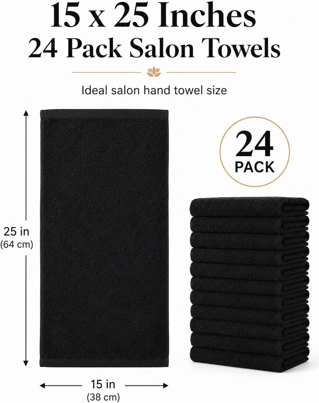 BIOLINEN Black Salon Towels 24 Pack