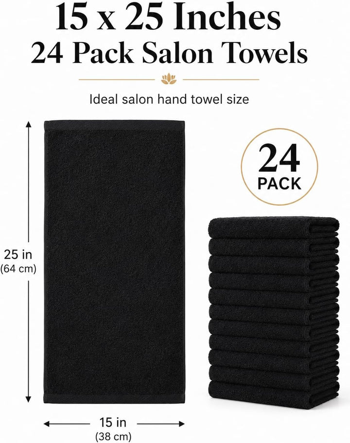BIOLINEN Black Salon Towels 24 Pack