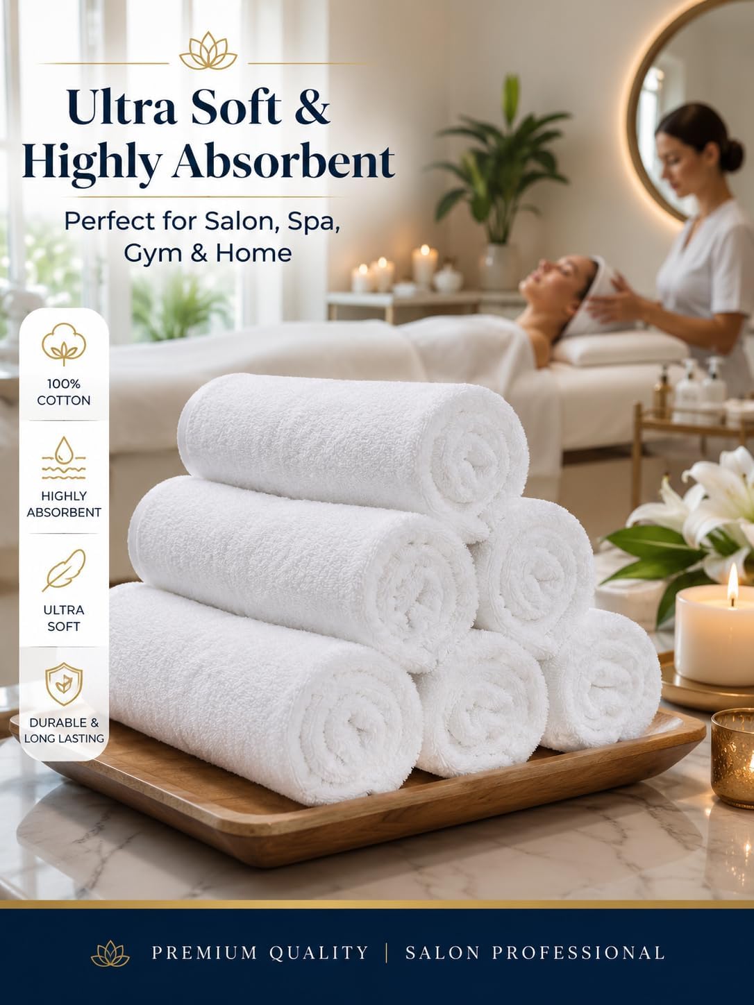BIOLINEN White Salon Towels 24 Pack