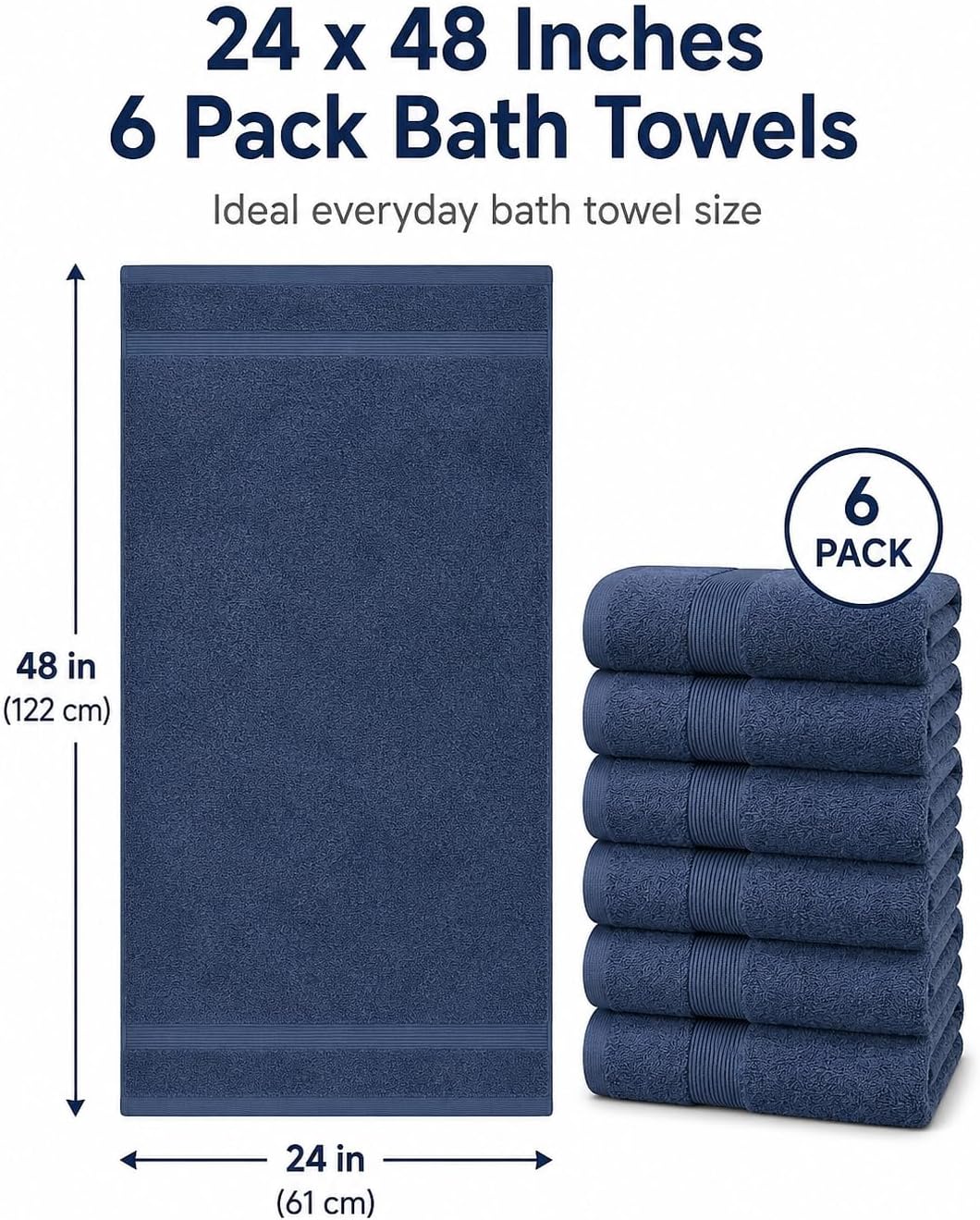BIOLINEN Navy Bath Towels 24x48