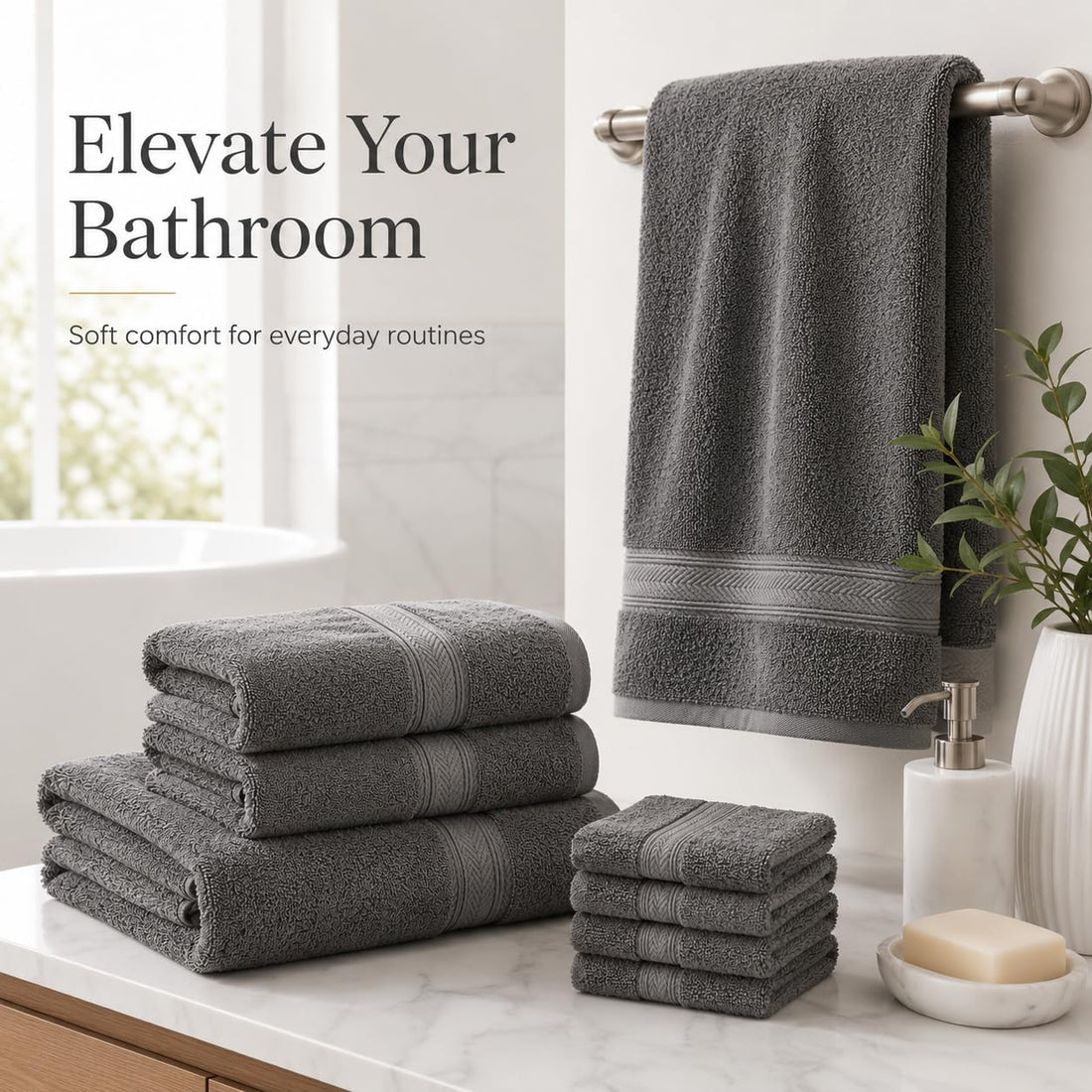 BIOLINEN Grey Towel Set 8 Piece