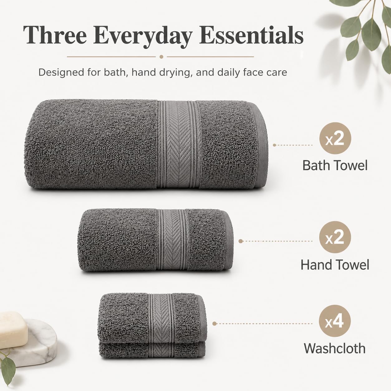BIOLINEN Grey Towel Set 8 Piece