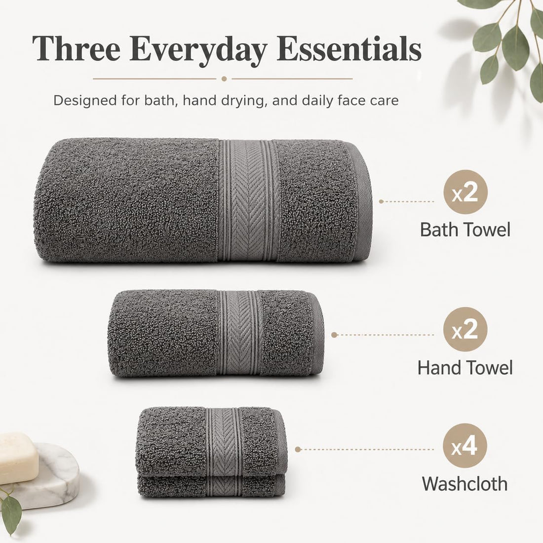 BIOLINEN Grey Towel Set 8 Piece