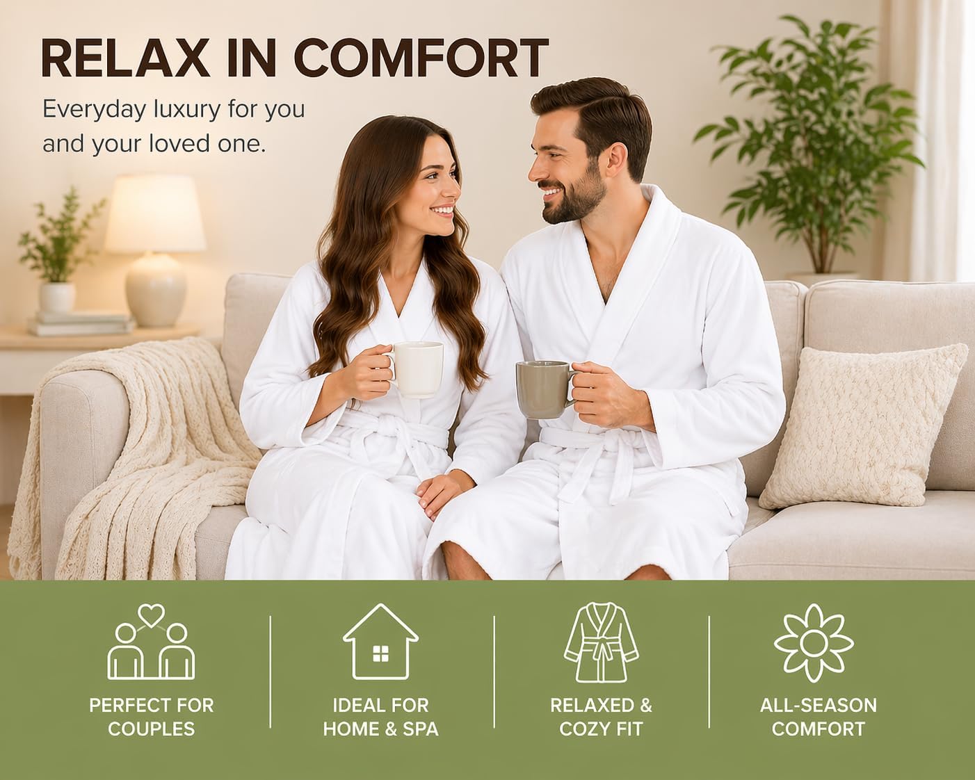 BIOLINEN White Bathrobe 2 Pack