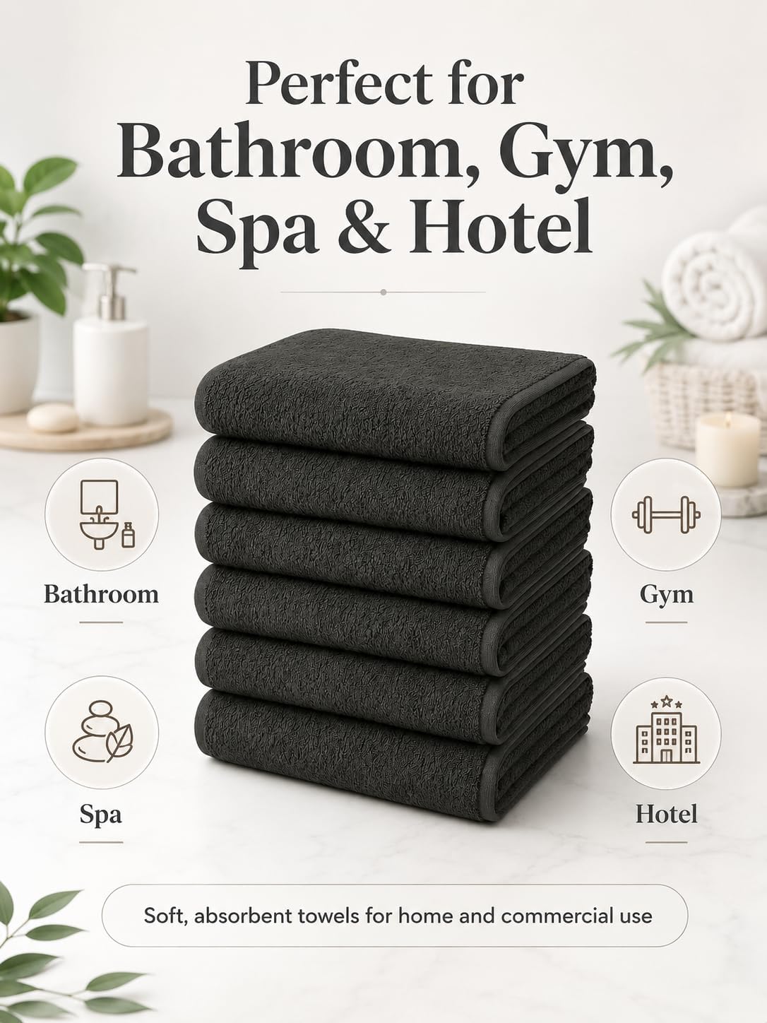 BIOLINEN Grey Bath Towels 24x48