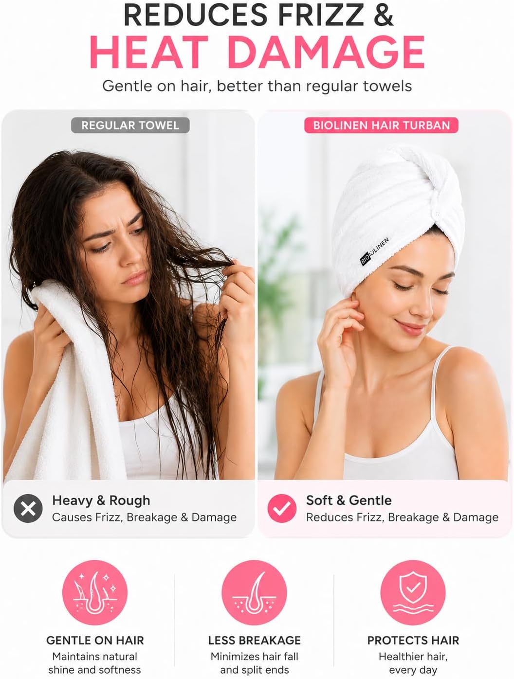BIOLINEN Hair Towel Wrap 3 Pack
