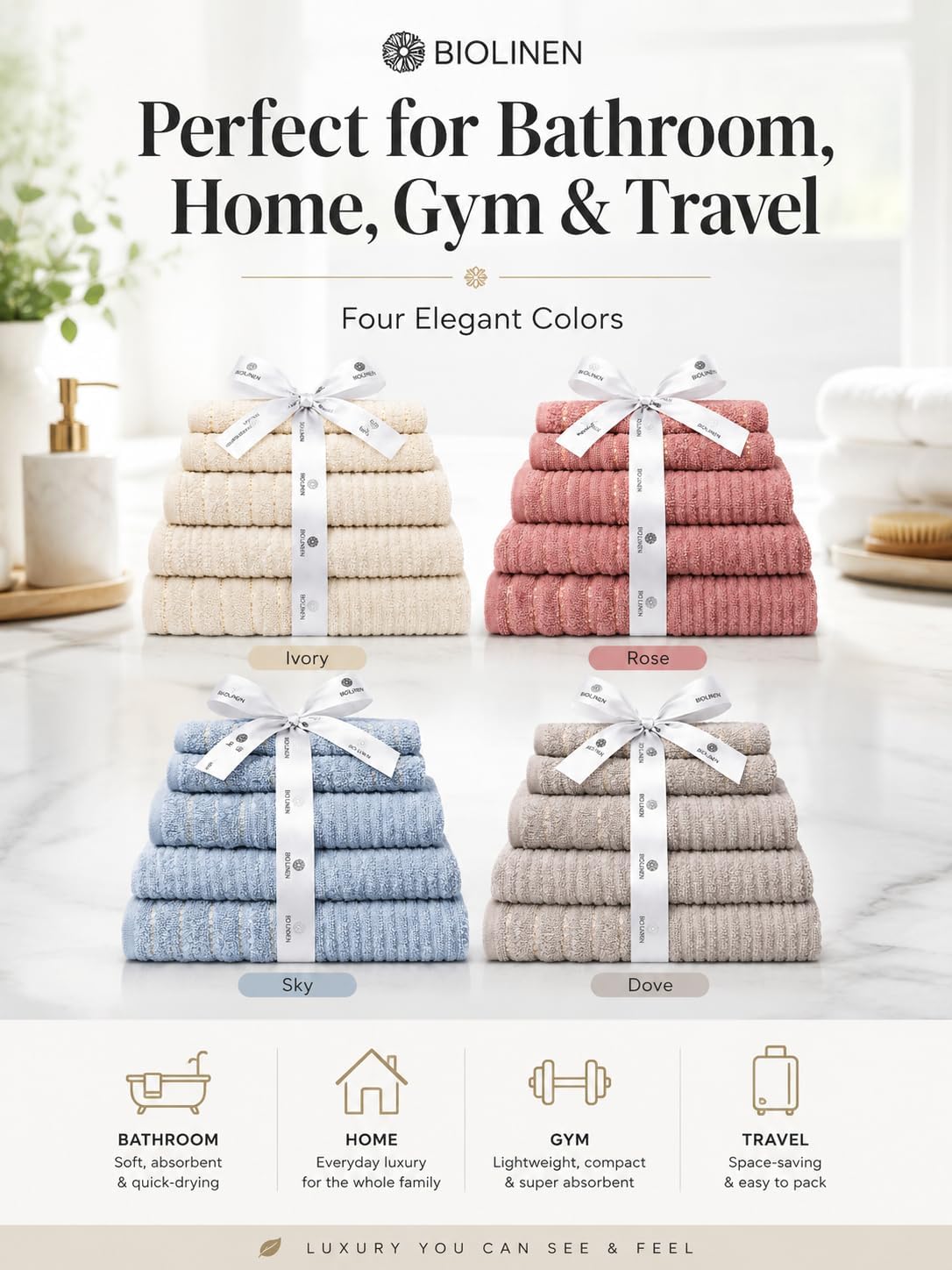 BIOLINEN Sky 6 Piece Towel Set