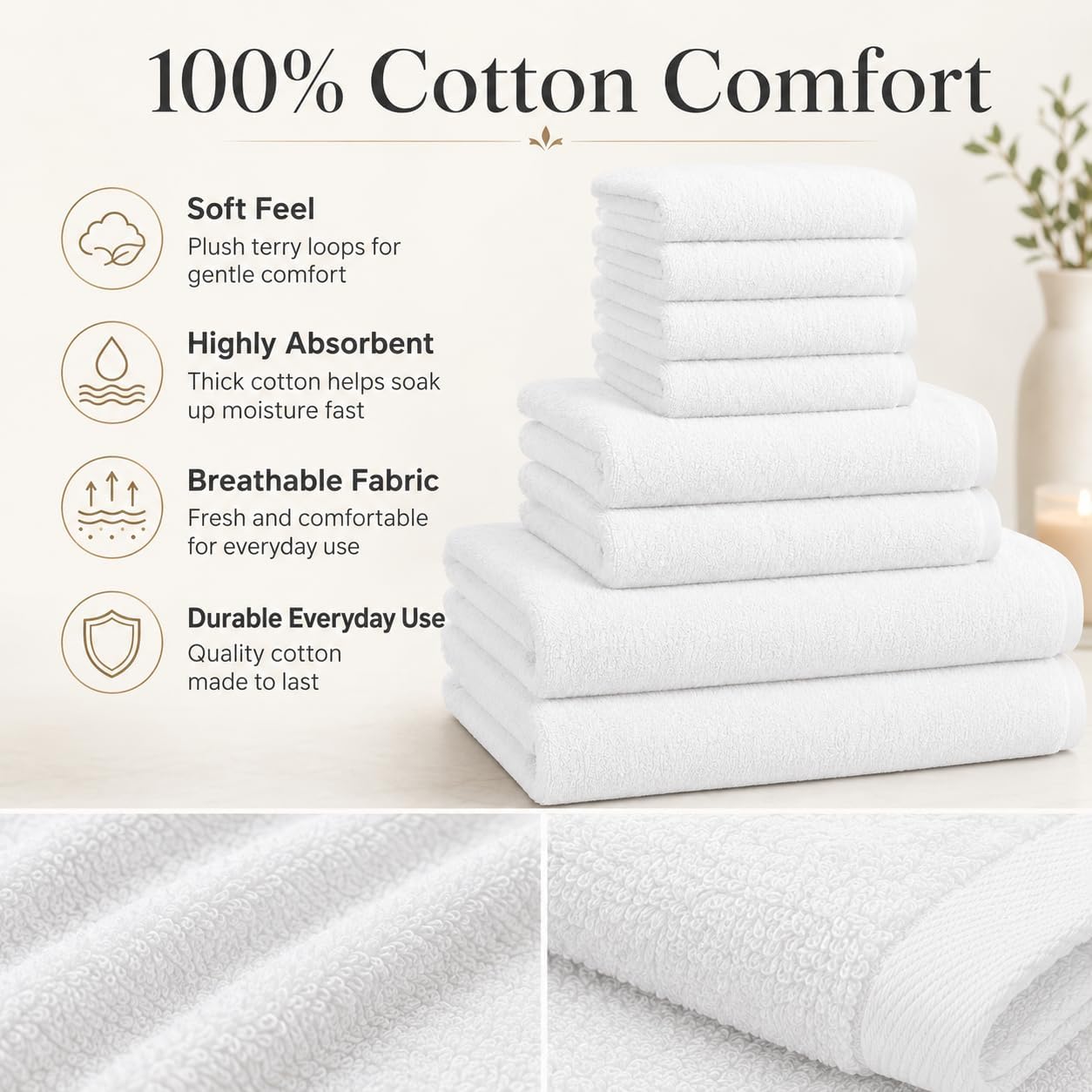 BIOLINEN White Towel Set 8 Piece