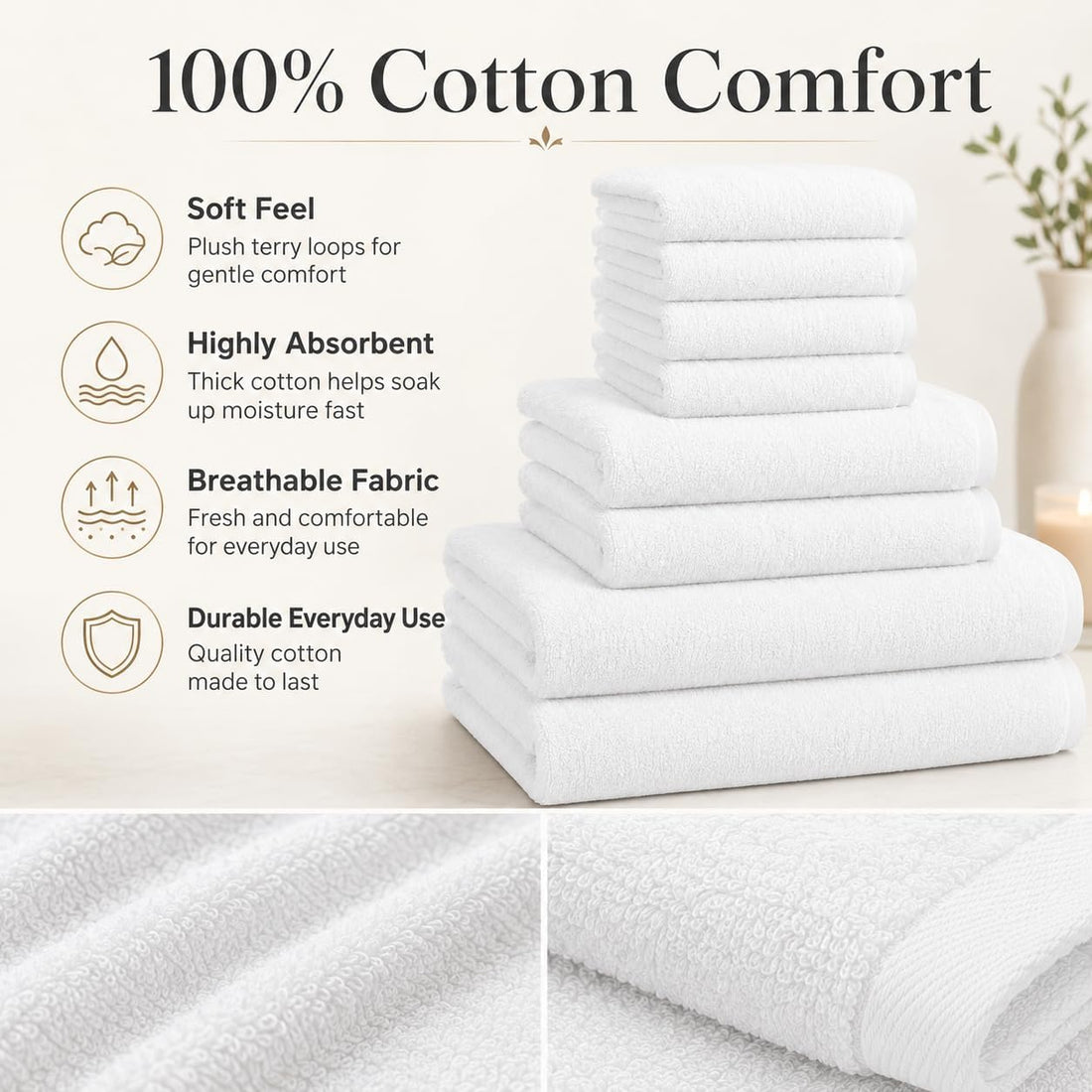 BIOLINEN White Towel Set 8 Piece