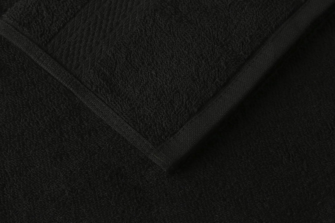 BIOLINEN Cotton Salon Towels Set - Pack of 24 Ultra Soft Black Gym Hand Towels 15"x25" - High Absorbency, Daily Usage, for Home, Spa