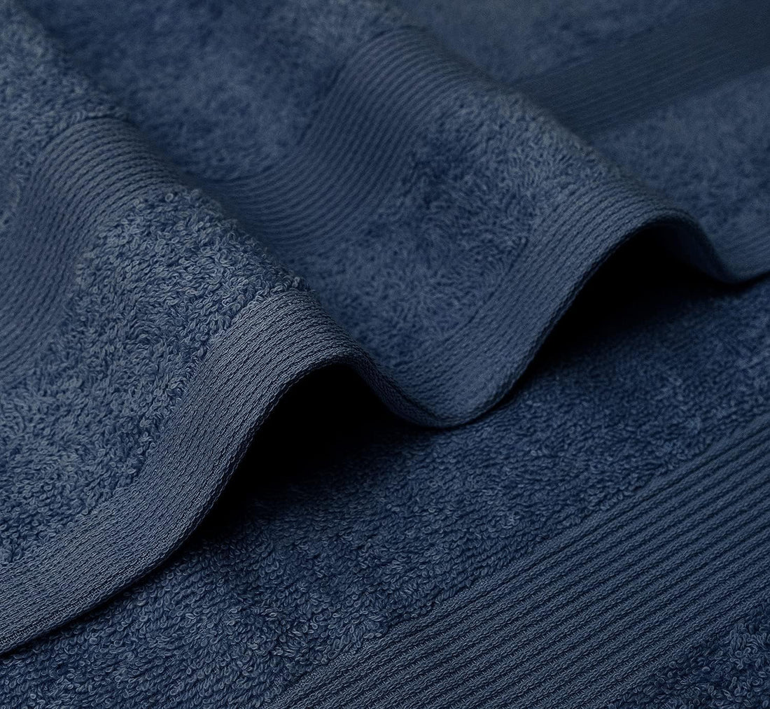 BIOLINEN Navy Bath Towels - Pack of 6 | Ultra Soft, Highly Absorbent | 100% Cotton Towels for Bathroom, Gym, Spa, and Hotel Use | 24x48 inches