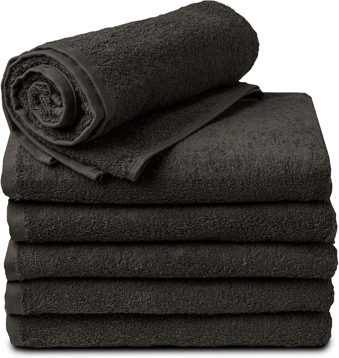 BIOLINEN Grey Bath Towels - Pack of 6 | Ultra Soft, Highly Absorbent | 100% Cotton Towels for Bathroom, Gym, Spa, and Hotel Use | 24x48 inches