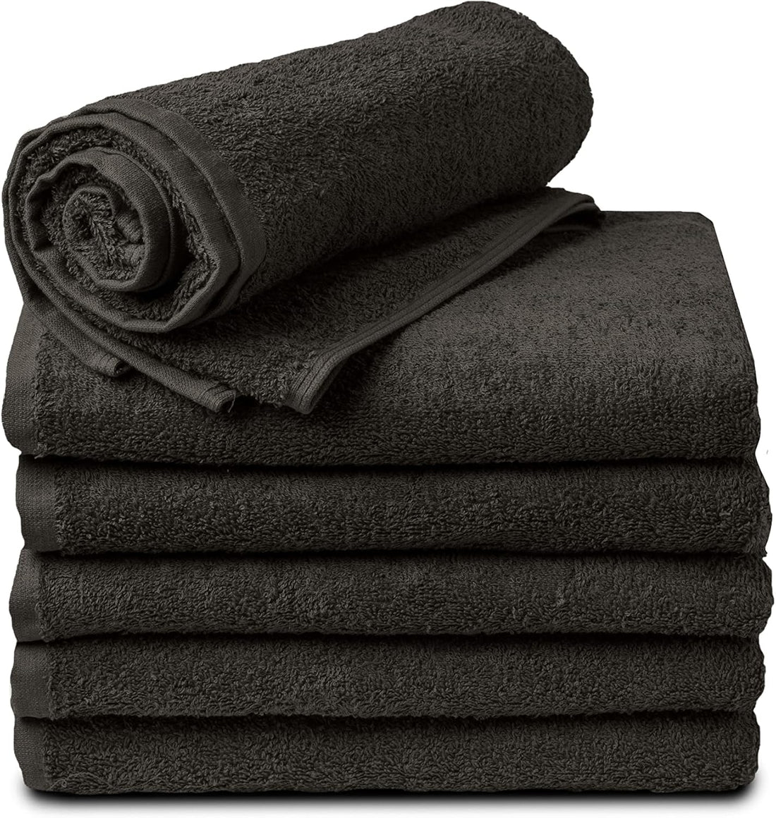 BIOLINEN Grey Bath Towels - Pack of 6 | Ultra Soft, Highly Absorbent | 100% Cotton Towels for Bathroom, Gym, Spa, and Hotel Use | 24x48 inches