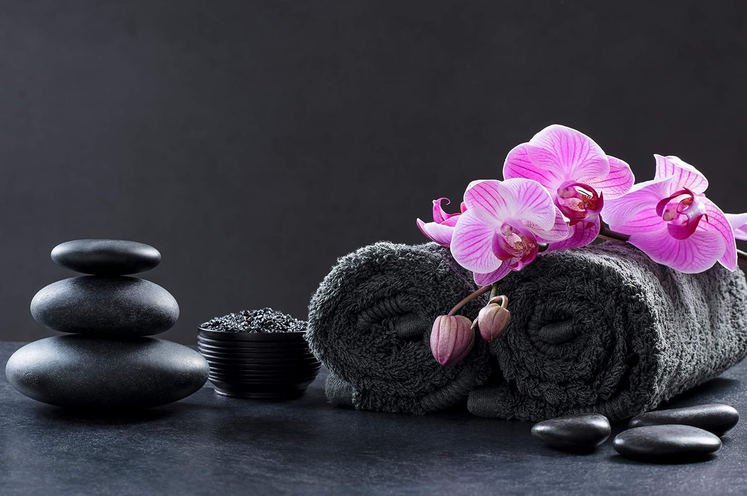BIOLINEN Cotton Salon Towels Set - Pack of 24 Ultra Soft Black Gym Hand Towels 15"x25" - High Absorbency, Daily Usage, for Home, Spa