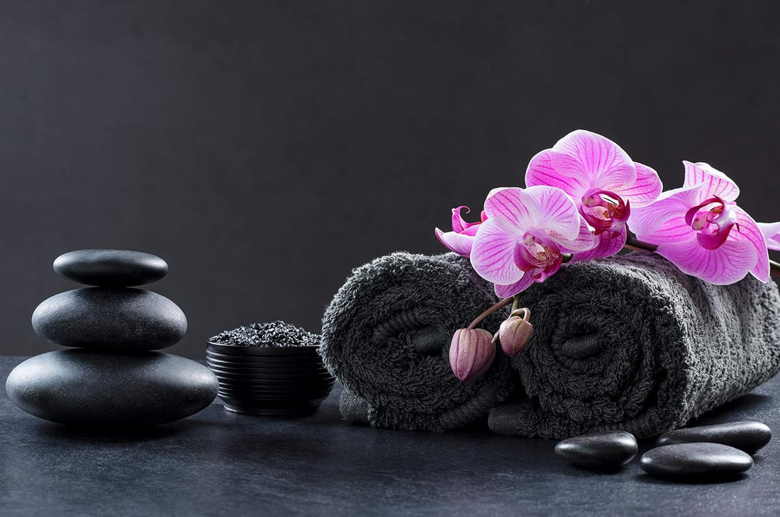 BIOLINEN Cotton Salon Towels Set - Pack of 24 Ultra Soft Black Gym Hand Towels 15"x25" - High Absorbency, Daily Usage, for Home, Spa