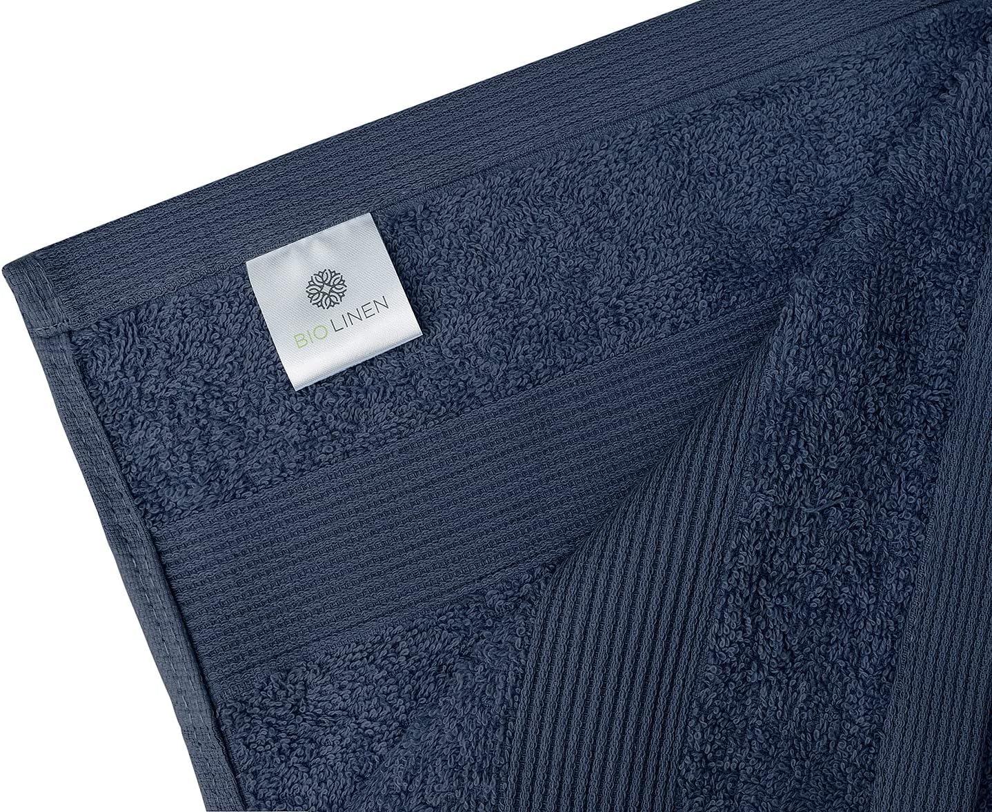BIOLINEN Navy Bath Towels - Pack of 6 | Ultra Soft, Highly Absorbent | 100% Cotton Towels for Bathroom, Gym, Spa, and Hotel Use | 24x48 inches