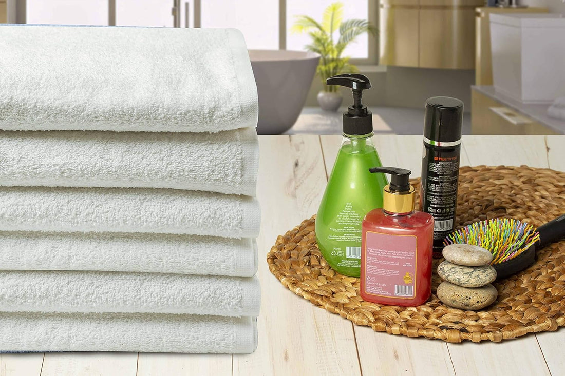 BIOLINEN White Bath Towels - Pack of 6 | Ultra Soft, Highly Absorbent | 100% Cotton Towels for Bathroom, Gym, Spa, and Hotel Use | 24x48 inches