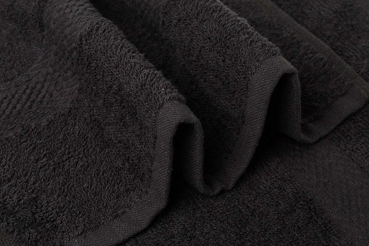 BIOLINEN Cotton Salon Towels Set - Pack of 24 Ultra Soft Black Gym Hand Towels 15"x25" - High Absorbency, Daily Usage, for Home, Spa