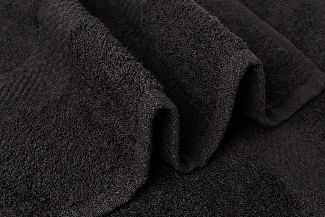 BIOLINEN Cotton Salon Towels Set - Pack of 24 Ultra Soft Black Gym Hand Towels 15"x25" - High Absorbency, Daily Usage, for Home, Spa