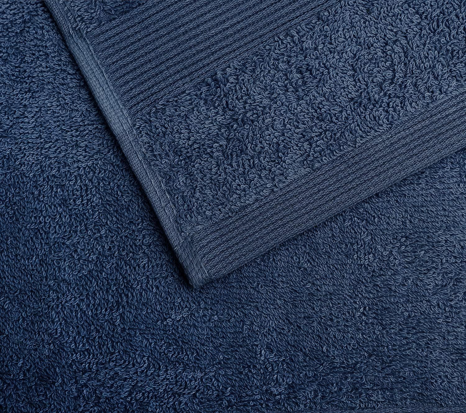 BIOLINEN Navy Bath Towels - Pack of 6 | Ultra Soft, Highly Absorbent | 100% Cotton Towels for Bathroom, Gym, Spa, and Hotel Use | 24x48 inches