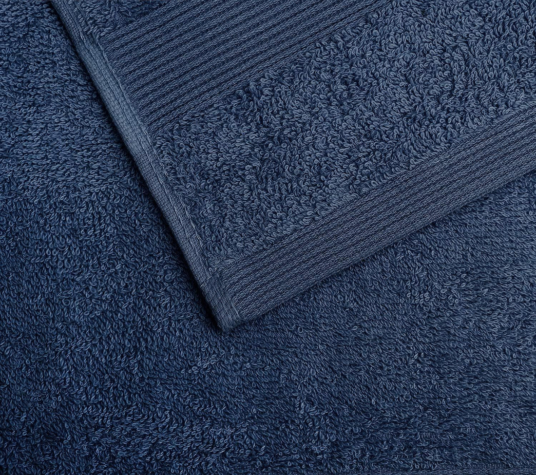 BIOLINEN Navy Bath Towels - Pack of 6 | Ultra Soft, Highly Absorbent | 100% Cotton Towels for Bathroom, Gym, Spa, and Hotel Use | 24x48 inches